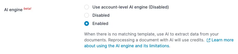 screen capture of the AI toggle in the mailbox settings