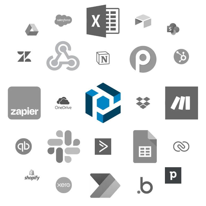 A visual showing some of the integrations supported by Parseur