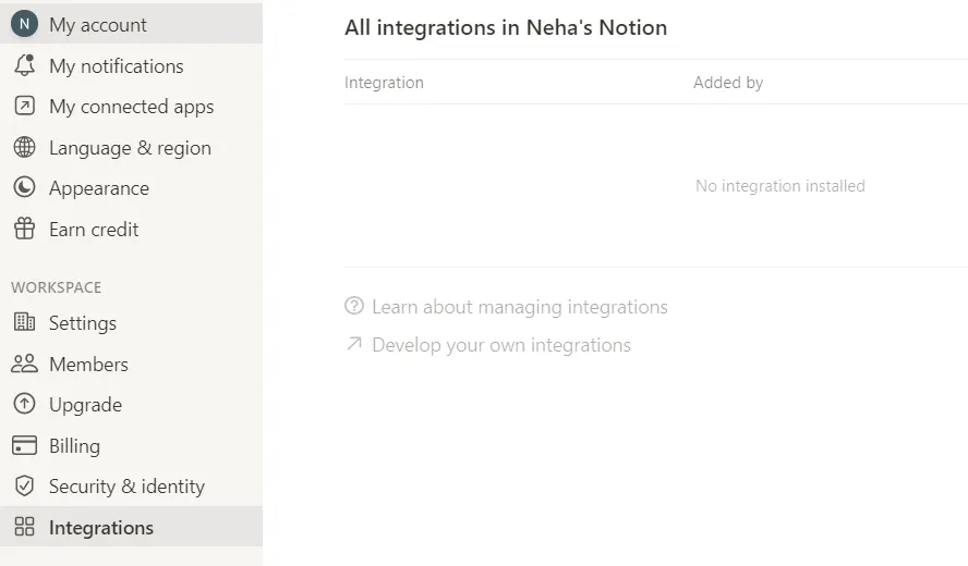 Click on "develop my own integrations"