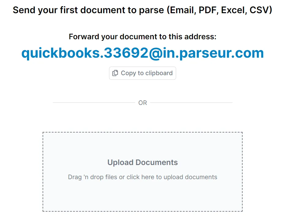 Upload PDF invoice directly in Parseur