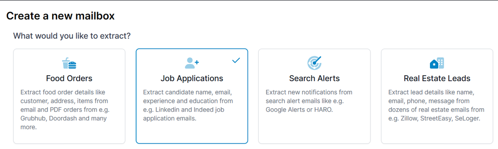 A screen capture of job search mailbox