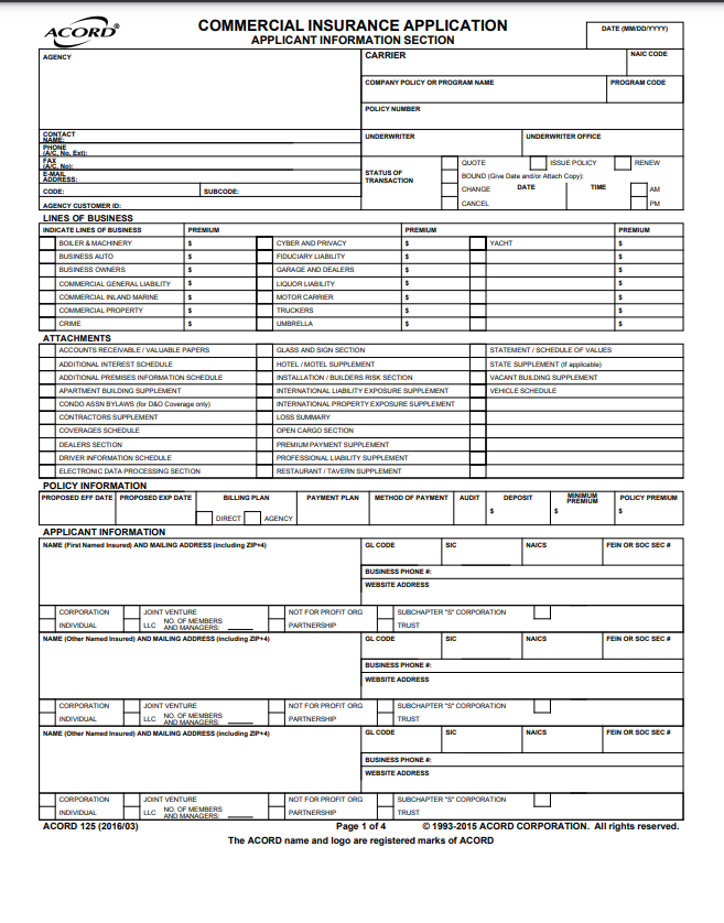 What is Acord 125, and how can data from Acord forms be extracted ...