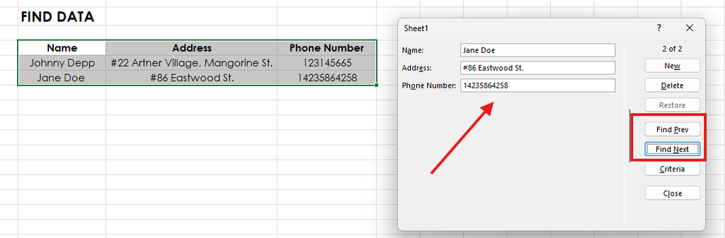 Use the find button A screen capture of Excel