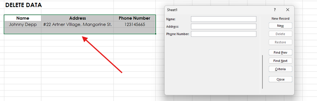 Form is automatically updated A screen capture of Excel