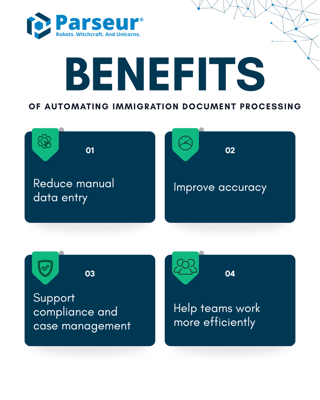 How automation improves immigration document processing for law firms and HR teams Benefits of automating immigration document processing: reduced manual data entry, improved accuracy, better compliance records, and more efficient team workflows