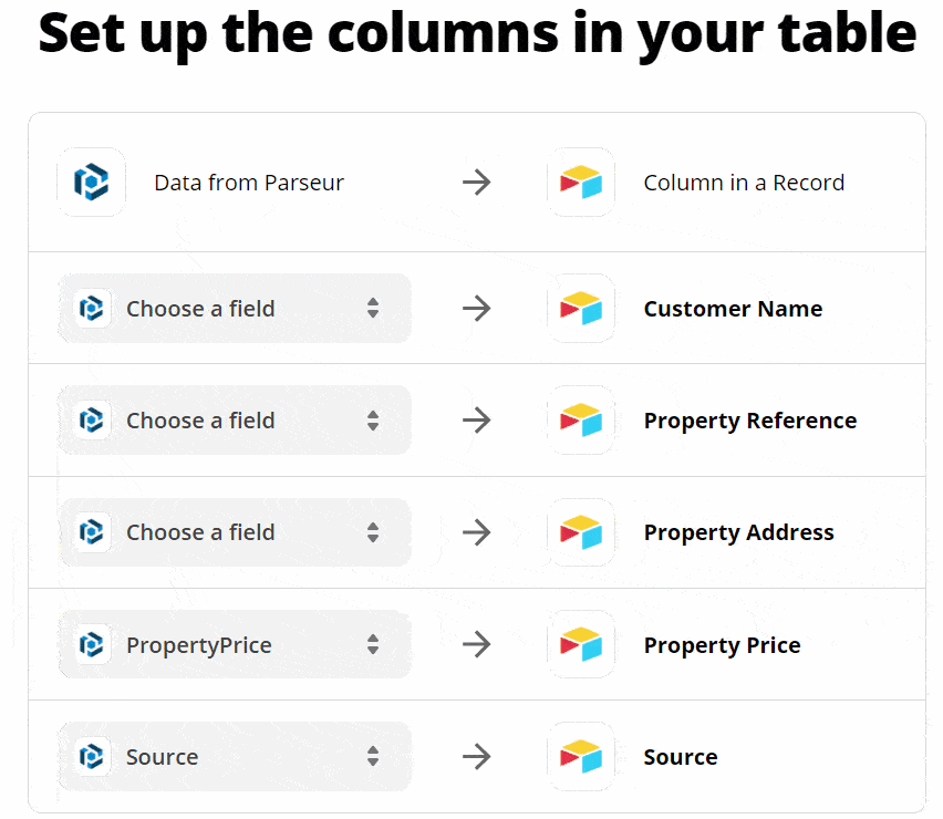 A screen capture of airtable and zapier