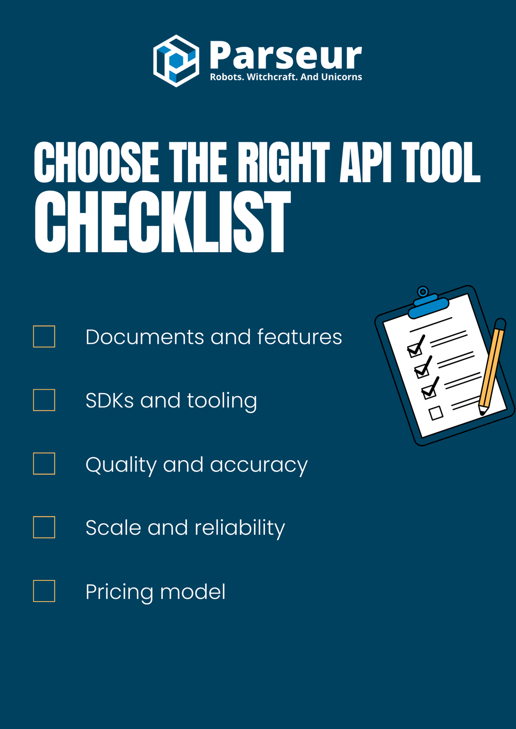 Data Extraction API Checklist An infographic