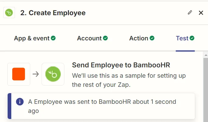 Senden Sie einen Test an BambooHR