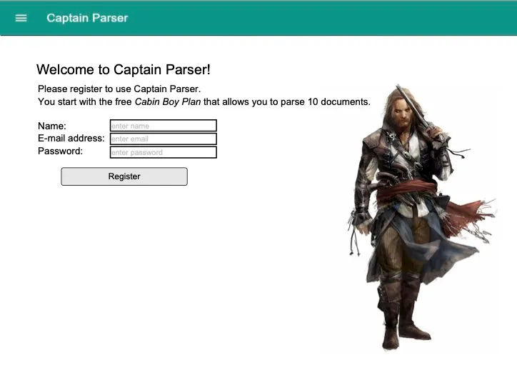 A screen capture of captain parser