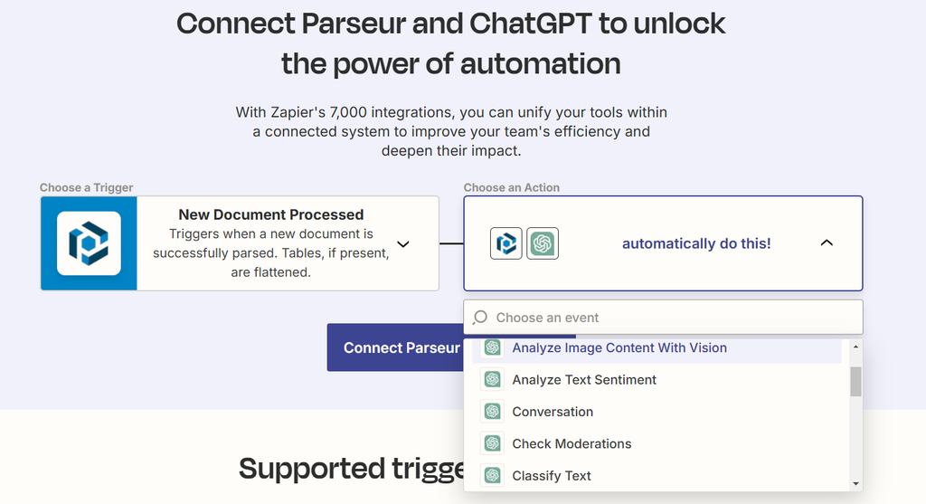 A screen capture of ChatGPT and Parseur