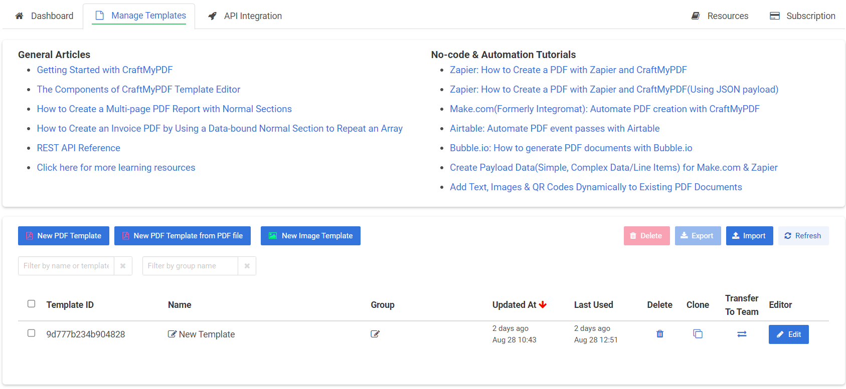 Utwórz PDF z szablonu w CraftMyPDF | Parseur®