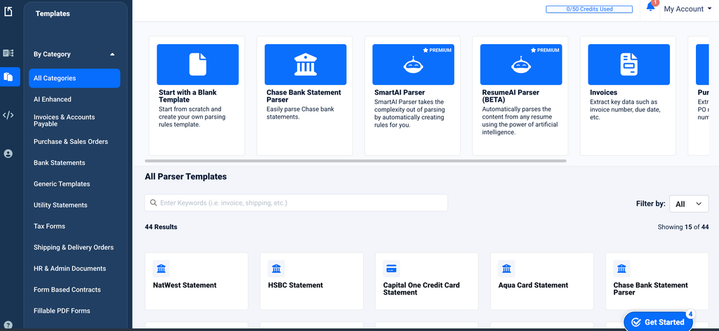 Docparser dashboard A screen capture