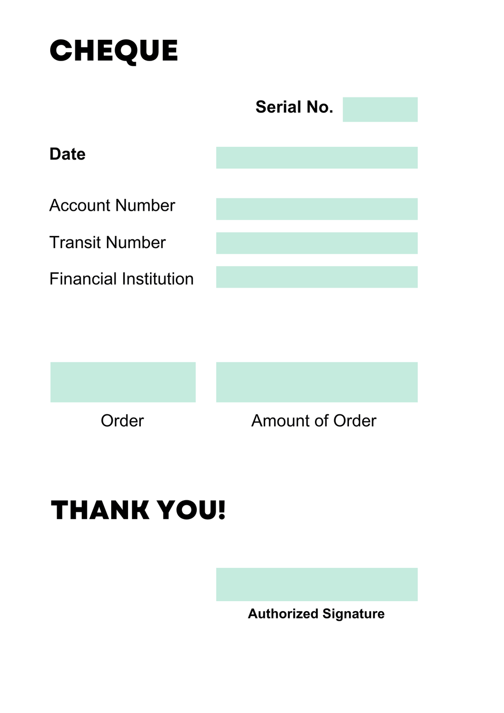 a visual representing a standard cheque