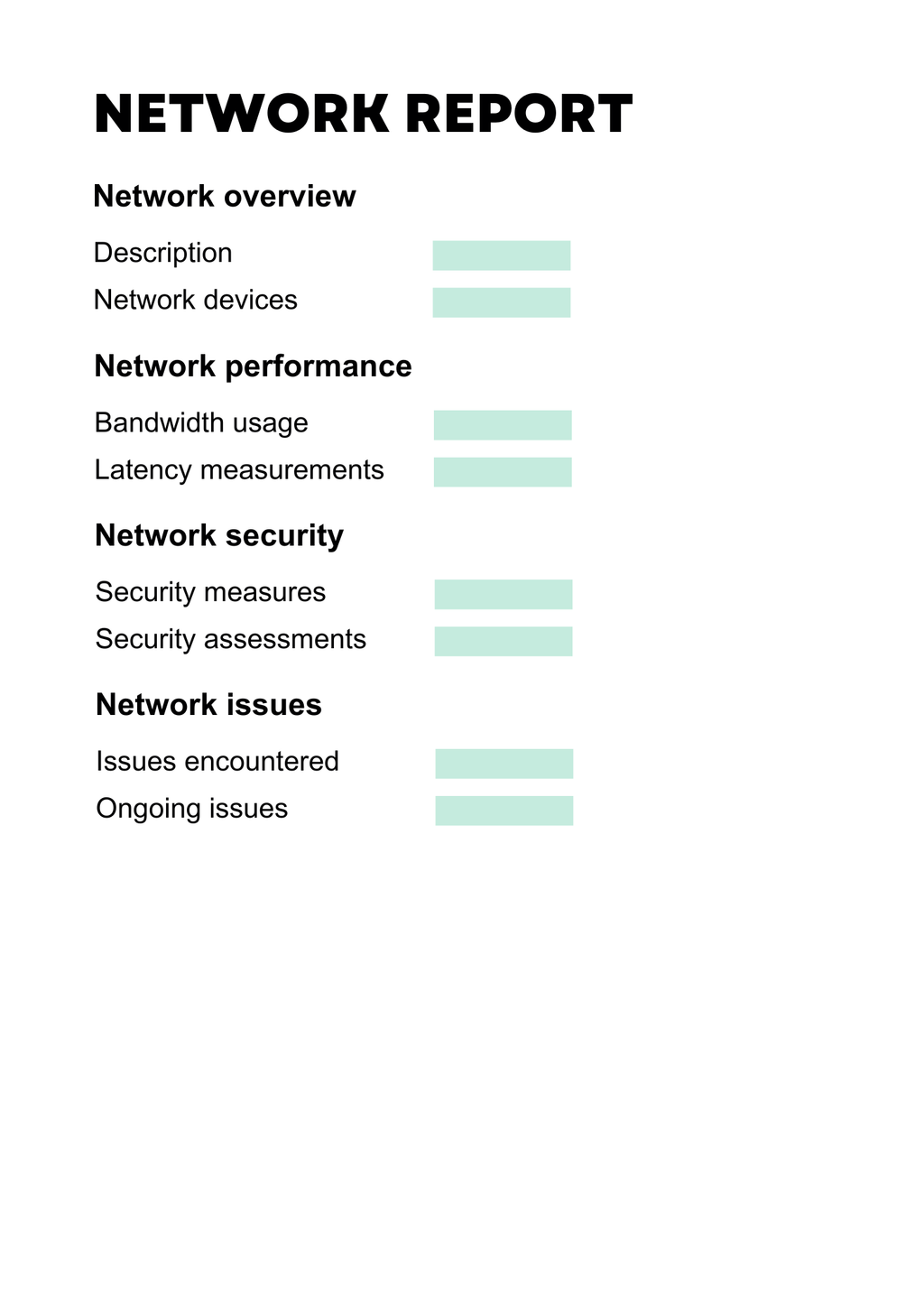 a visual representing a standard network report