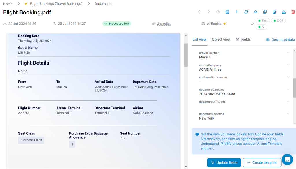 This is how AI will extract the booking data