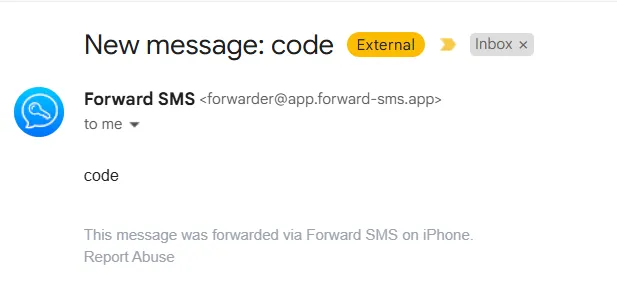 A screen capture of Forward SMS