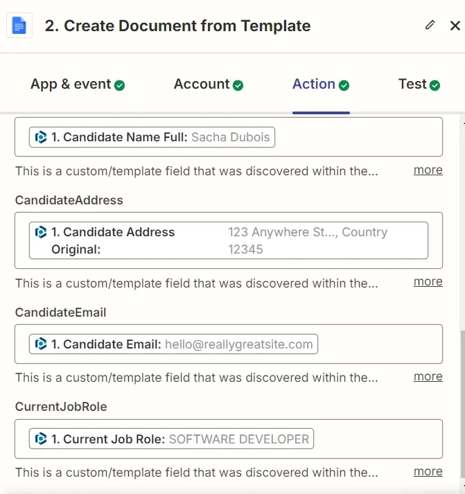 Map the parsed data