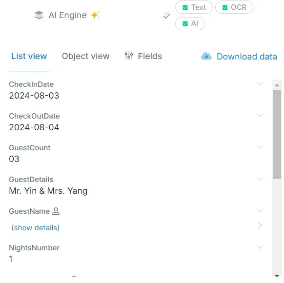 Verify the parsed data