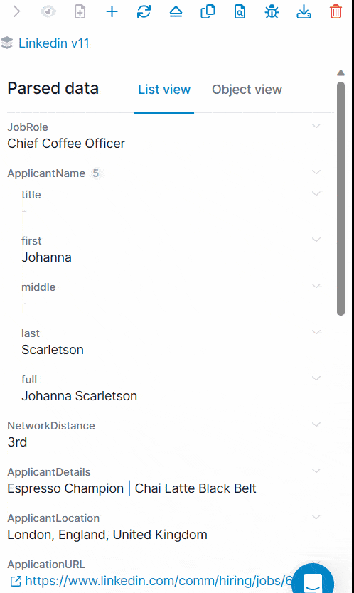 Parsed data from LinkedIn jobs