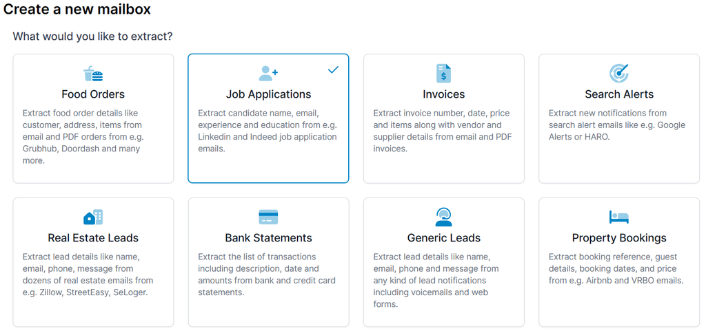 A screen capture of job app mailbox