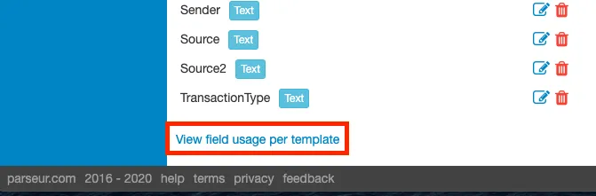 A screen capture of field usage