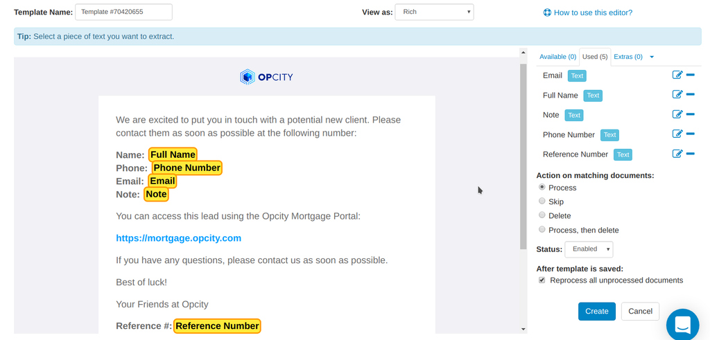 A screen capture of mortgage data