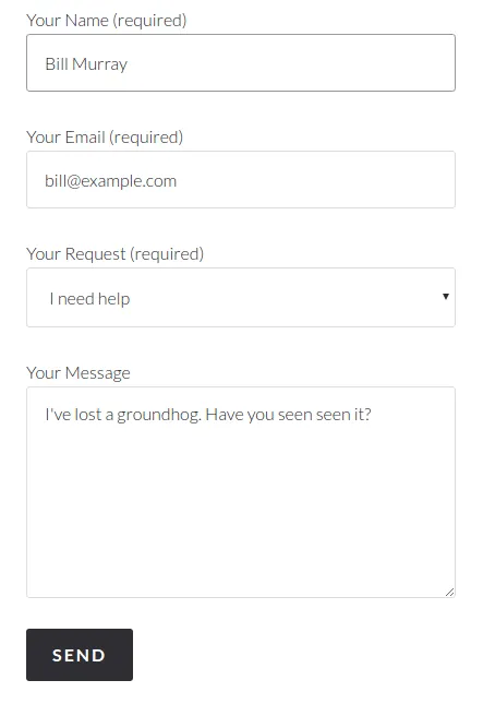 A screen capture of request