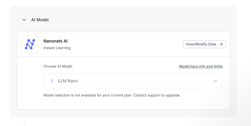 Nanonets AI Une capture d’écran de l’IA nanonets