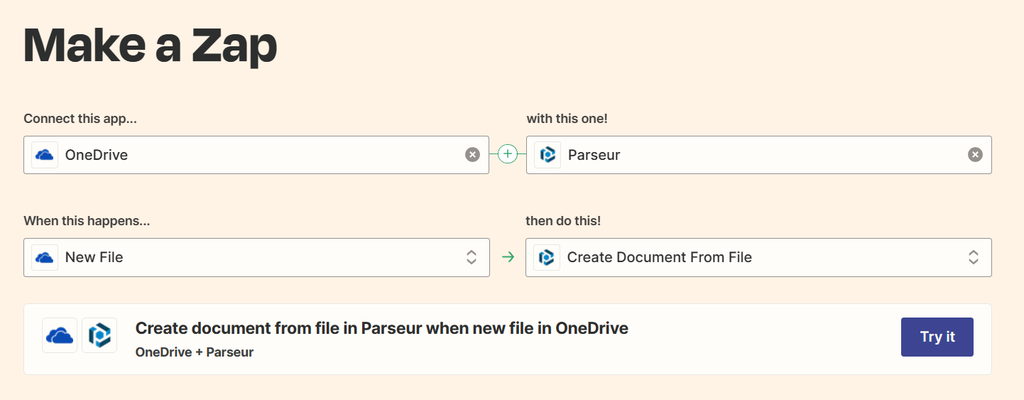 Search for “OneDrive and Parseur”