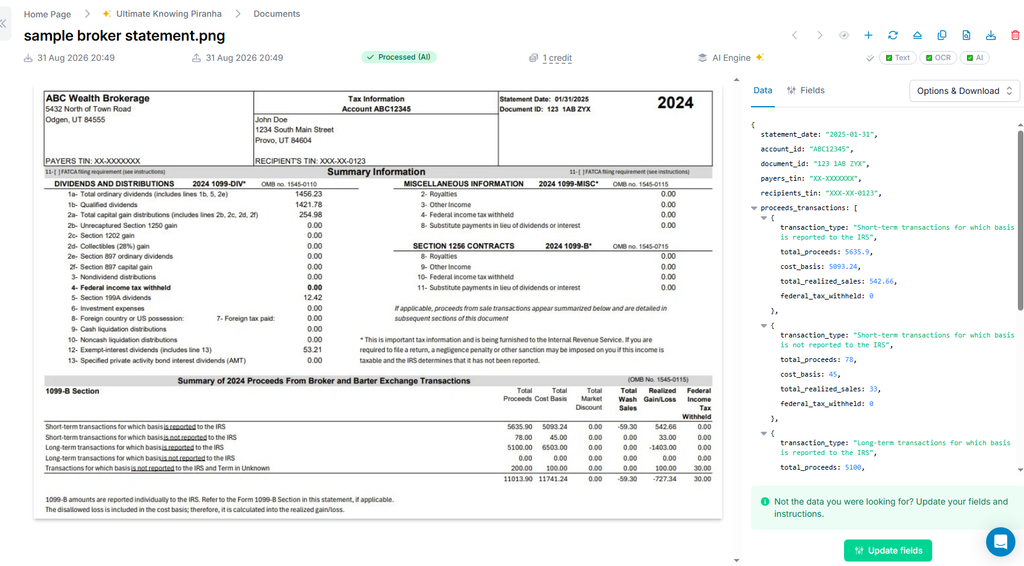 Sample broker statement