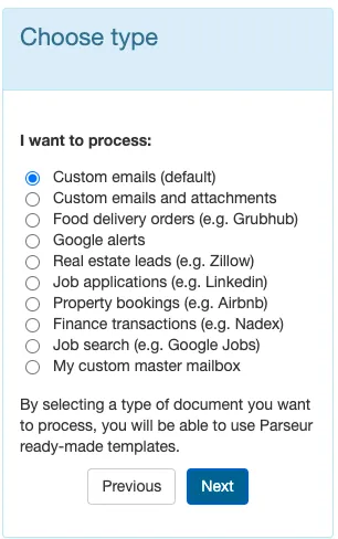 'Select custom emails (default)