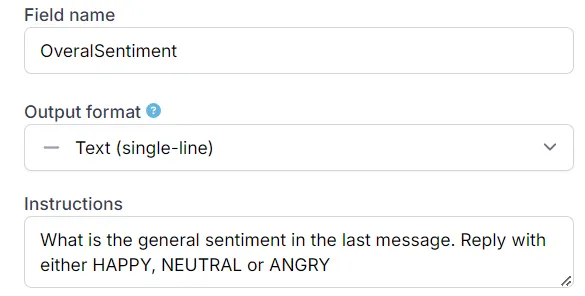 A screen capture of sentiment analysis