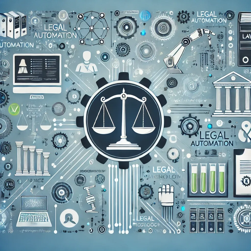 a visual representing legal automation with AI