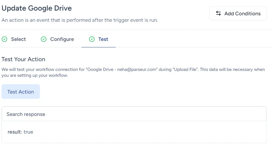 Envoyer un test de SureTriggers vers Google Drive