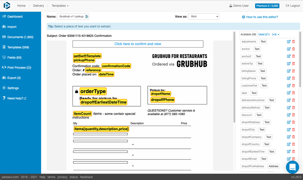 A screen capture of template editor v2