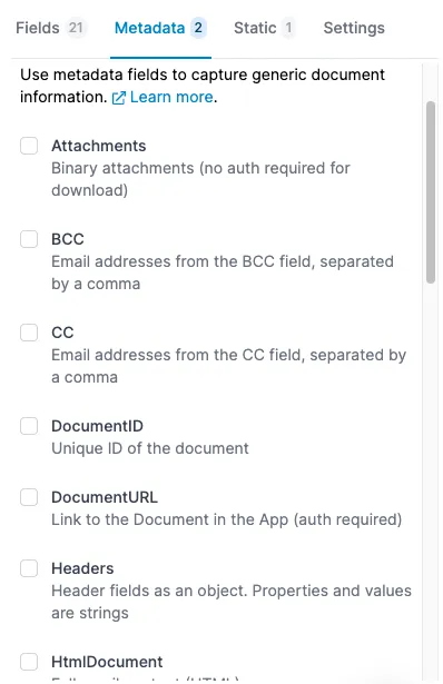 A screen capture of template editor v3 meta fields