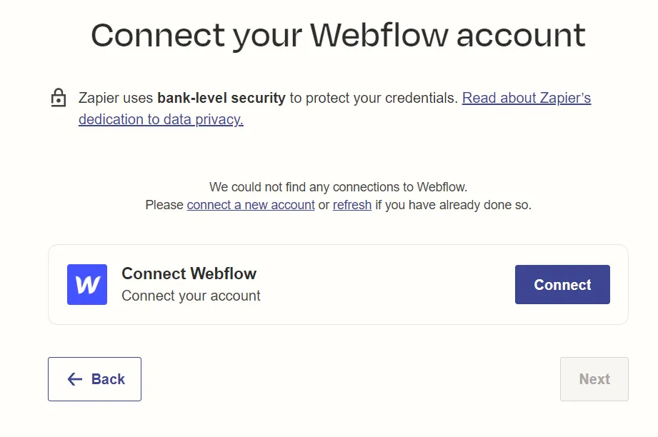 Sign into your Webflow account