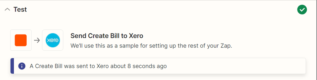 Send a test from Zapier to Xero
